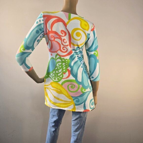 Keylime & Pink Womens Sz S Tunic Top Beach Resort Wear Colorful Bright - Picture 7 of 9